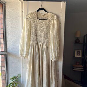 Bohme Cream Semi Smocked Dress Sz S